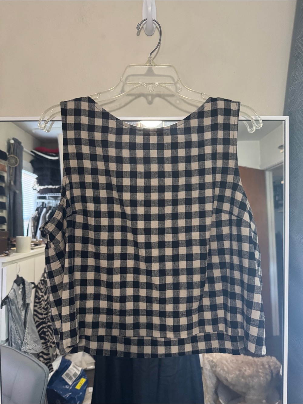 GAP Black and Cream Gingham Sleeveless Tank